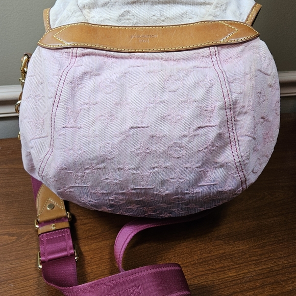 Auth Louis Vuitton Sunshine Pm Burgundy and Blue Denim Jean Cross body Bag - Picture 4 of 15